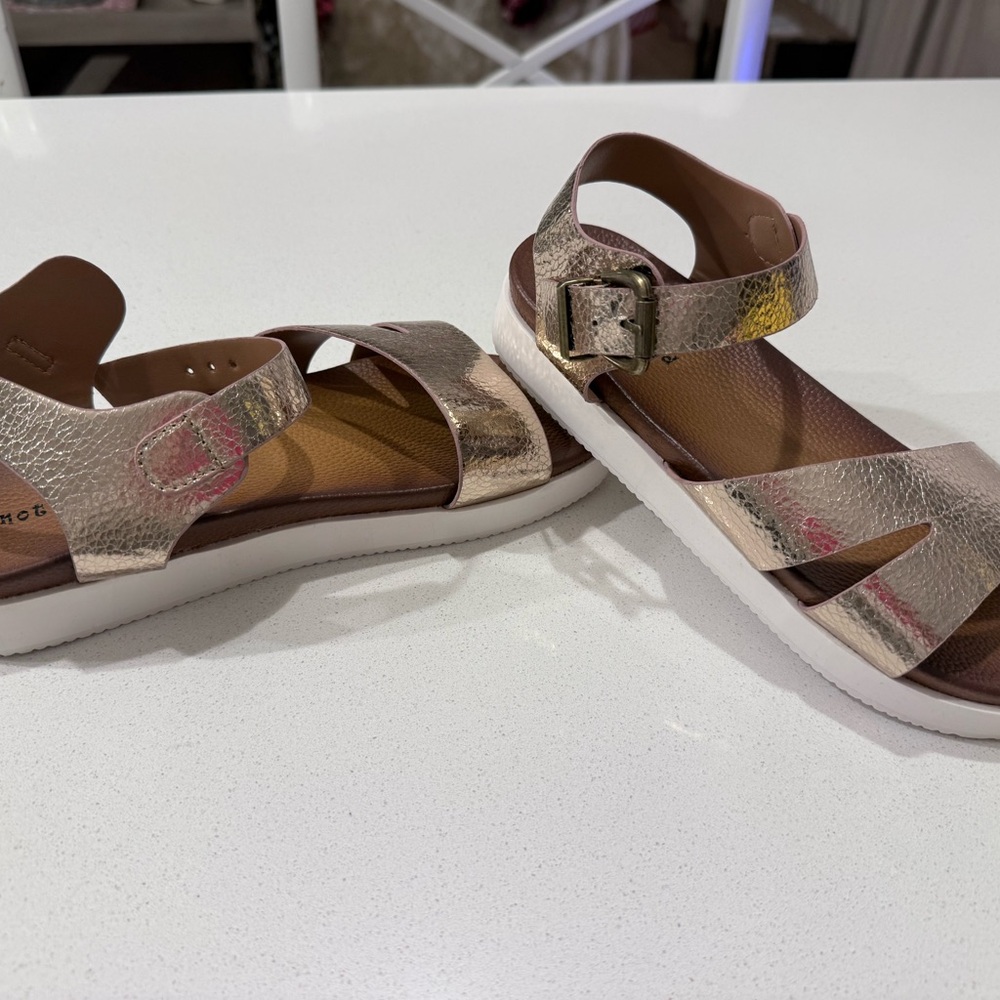Boutique Metallic Sandals with White Soles
